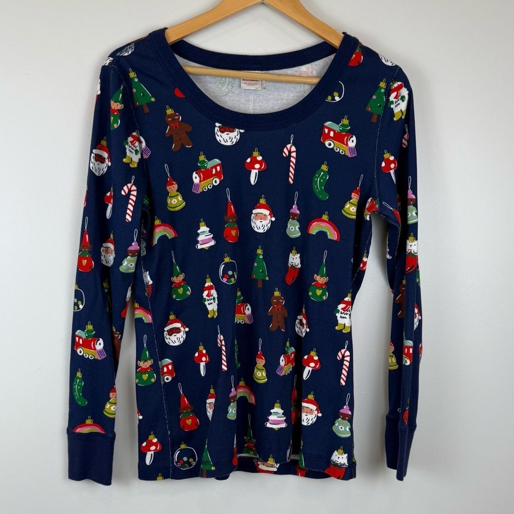 Hanna Andersson Long John Pajamas Top in Heirloom Ornaments Women's Size L 60325